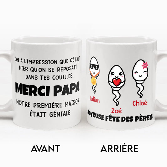 Tasse Personnalisé - Joyeuse Fête Des Pères Merci Papa (2) - Cadeau De Fête Des Pères Pour Père, Grand-père