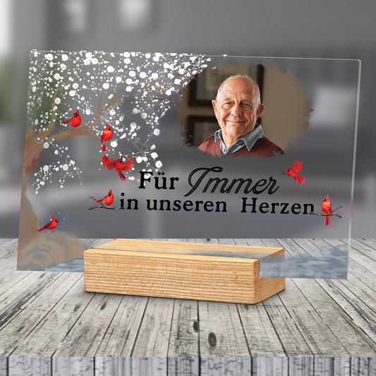 Personalisierte Acryltafel – Für immer in unseren Herzen – Gedenkgeschenk für den Verstorbenen für die Familie