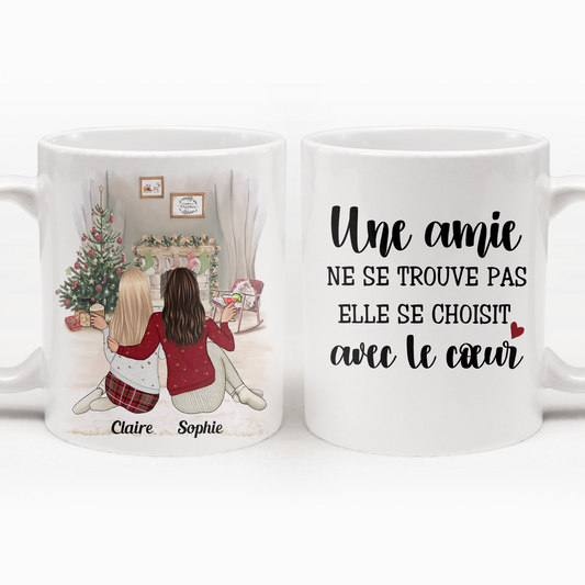 Tasse Personnalisé - Une Amie Ne Se Trouve Pas Elle Se Choisit Avec Le Cœur - Cadeau De Noël Pour Les Meilleurs Amis