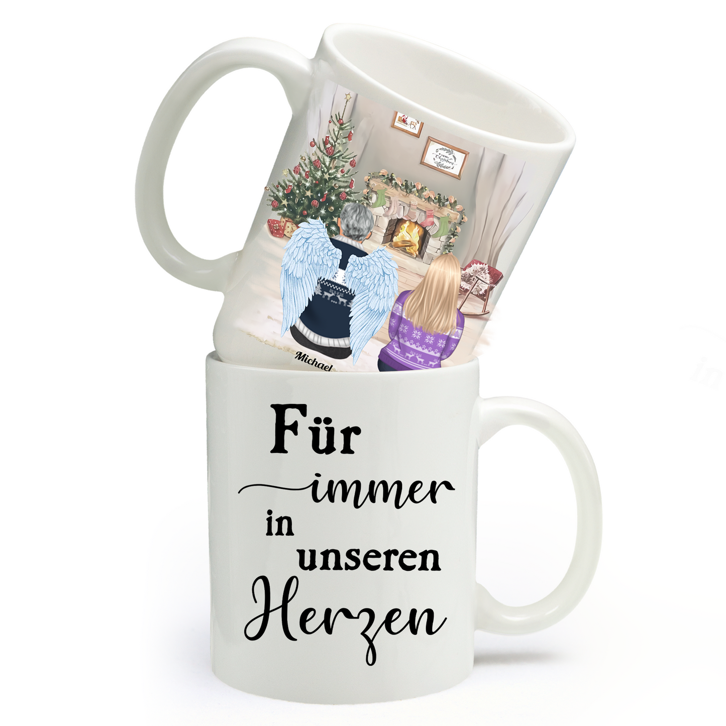 Personalisierte Tasse - Für Immer In Unseren Herzen - Weihnachtsgeschenk Für Eltern