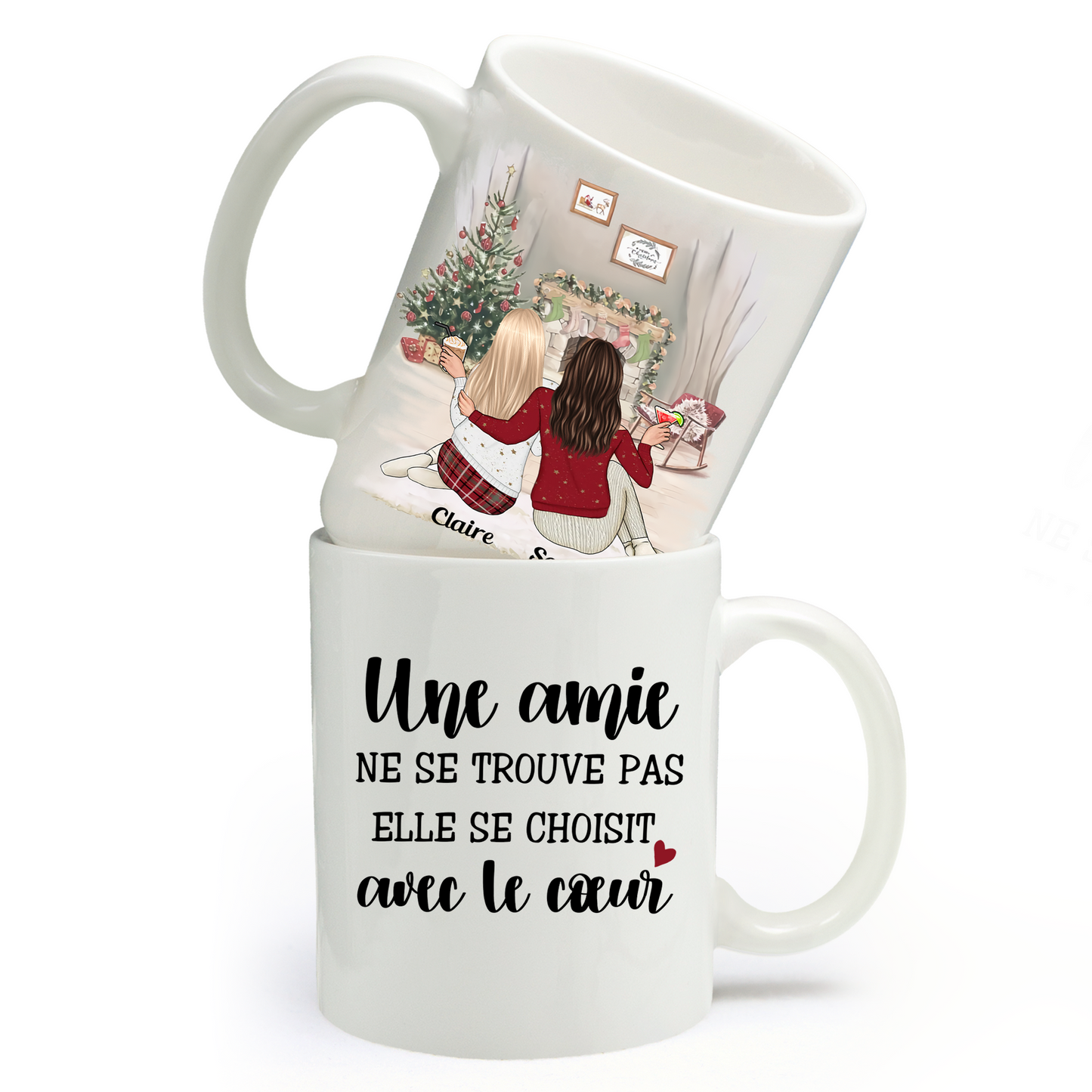 Tasse Personnalisé - Une Amie Ne Se Trouve Pas Elle Se Choisit Avec Le Cœur - Cadeau De Noël Pour Les Meilleurs Amis