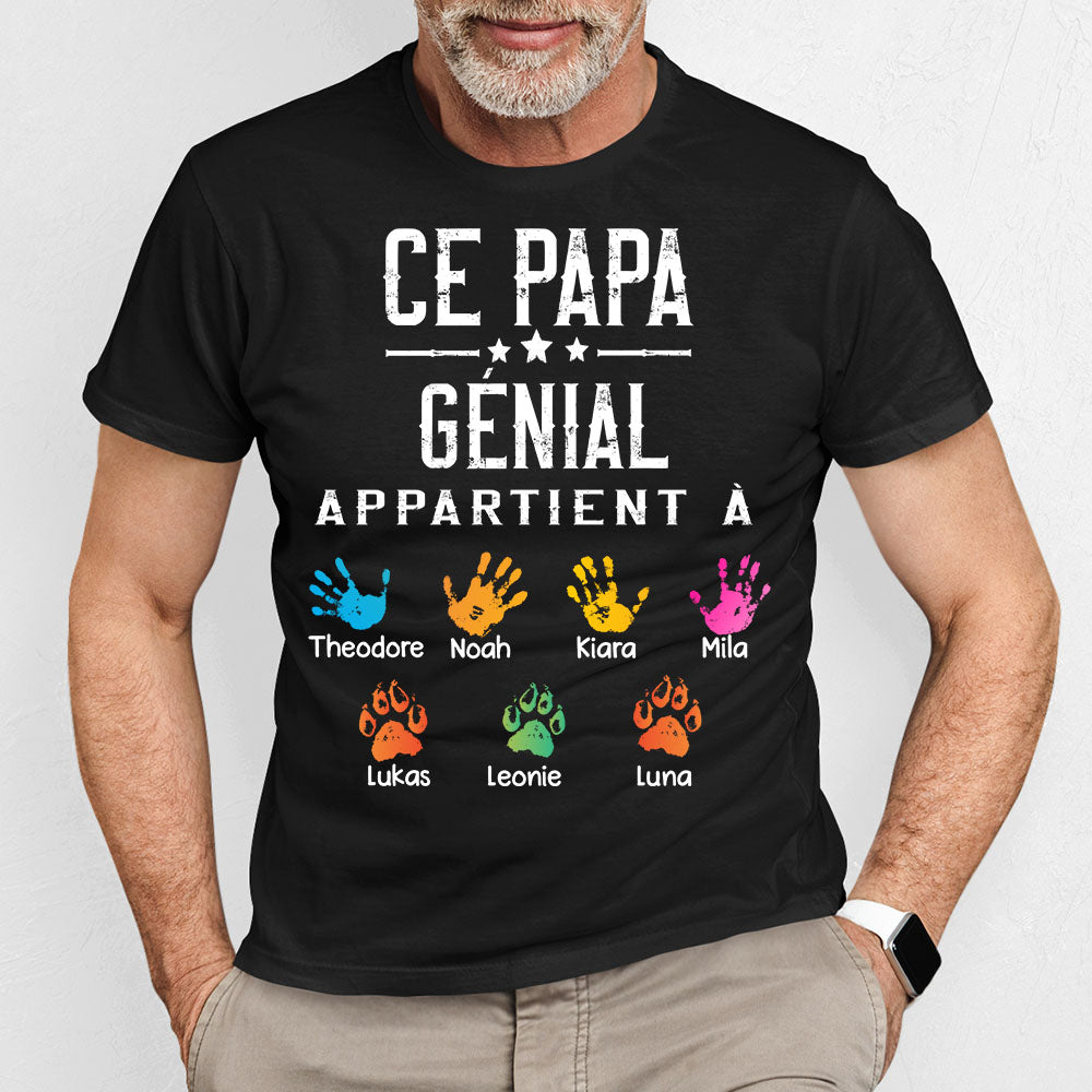 Vêtements Personnalisée - Ce Papa Génial Appartient À - Cadeau De Fête Des Pères Pour Papa, Papy