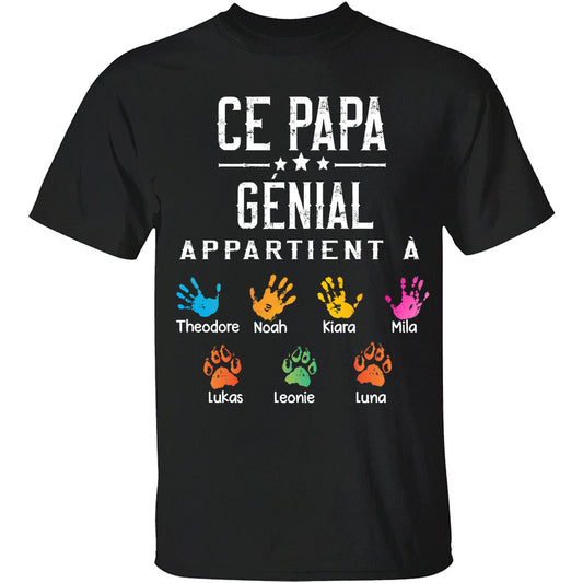 Vêtements Personnalisée - Ce Papa Génial Appartient À - Cadeau De Fête Des Pères Pour Papa, Papy