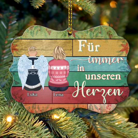 Personalisierte Weihnachtsschmuck aus Aluminium - Für Immer In Unseren Herzen - Weihnachtsgeschenk für Geschwister und Familie