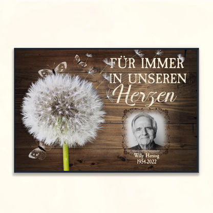 Personalisierte Poster - Für Immer In Unseren Herzen - Erinnerungsgeschenk an Verstorbenen für Familie