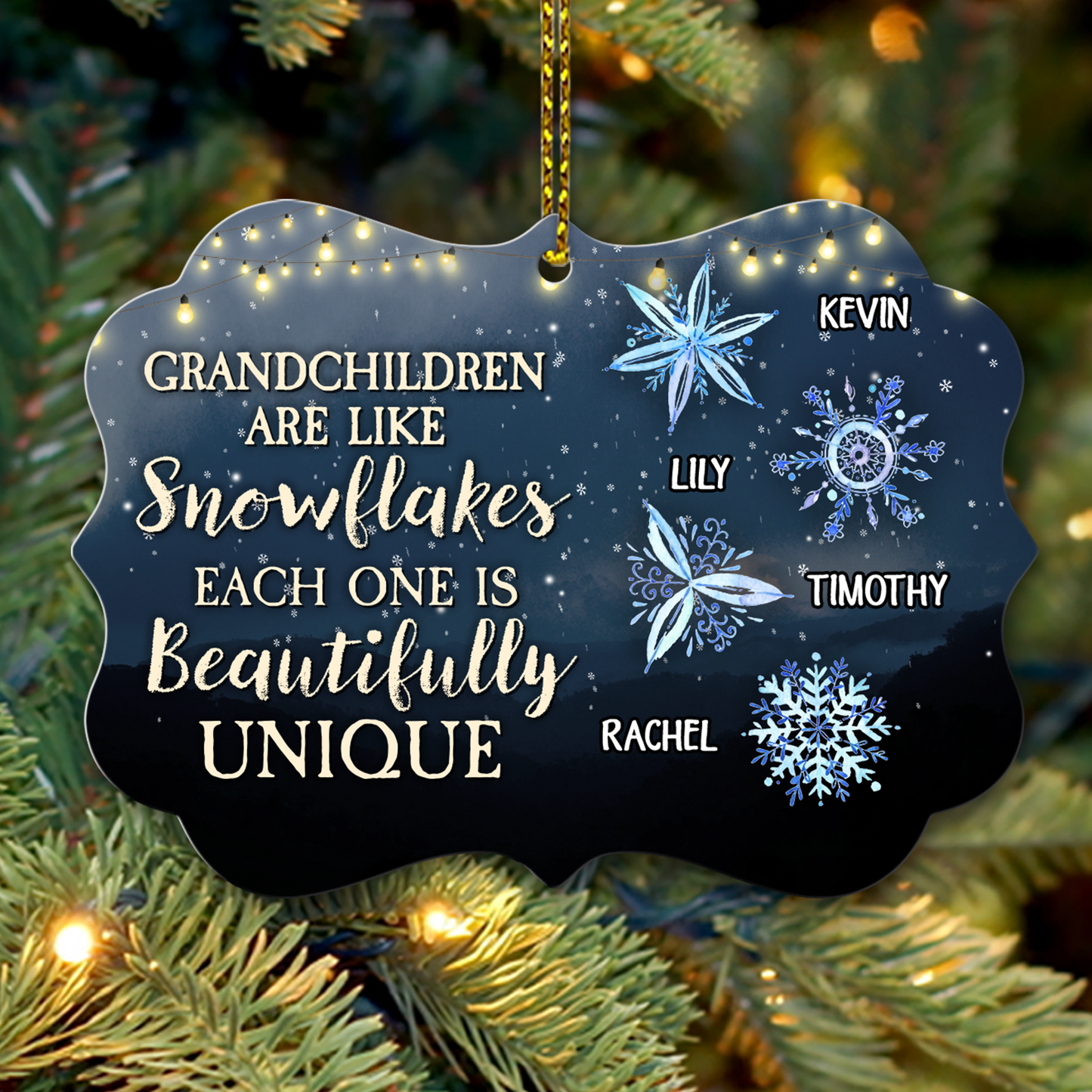 Personalized Aluminum Christmas Ornaments - Grandchildren Are Like Snowflakes Each One Is Beautifully Unique  - Christmas Present For Siblings and Family