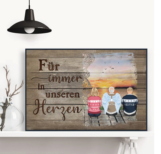 Personalisierte Poster - Für Immer In Unseren Herzen (2) - Erinnerungsgeschenk an Verstorbenen für Familie