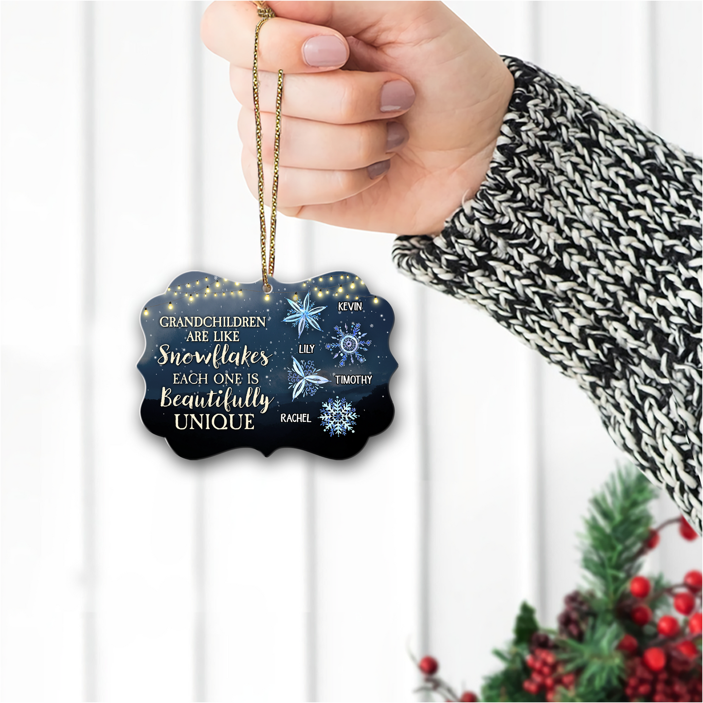 Personalized Aluminum Christmas Ornaments - Grandchildren Are Like Snowflakes Each One Is Beautifully Unique  - Christmas Present For Siblings and Family